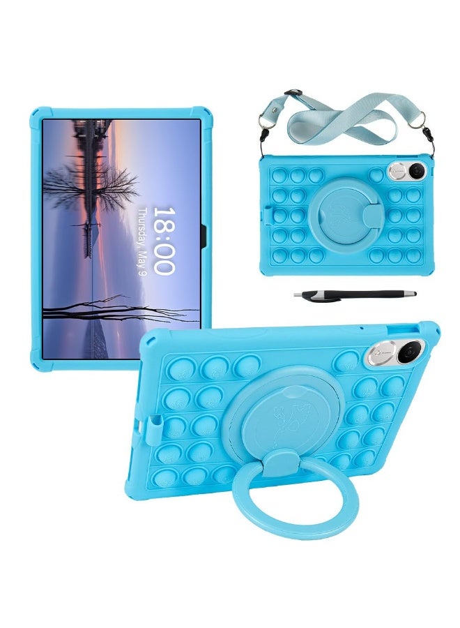Case Compatible with Honor Pad V9 11.5 inch (ROL-W00/W10) 2025 Kids Soft Silicon 360 Rotating Ring Stand Cover with Should Strap and Pen